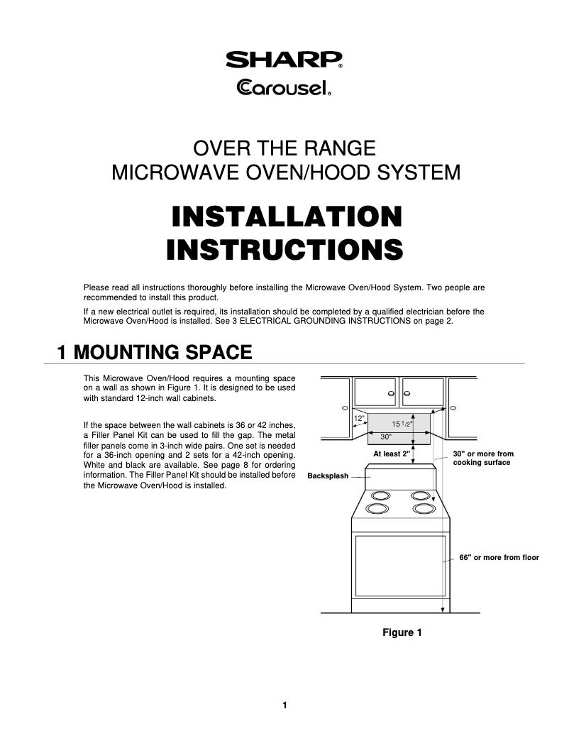 Page n°1 - Guide d'installation Sharp R-1874S