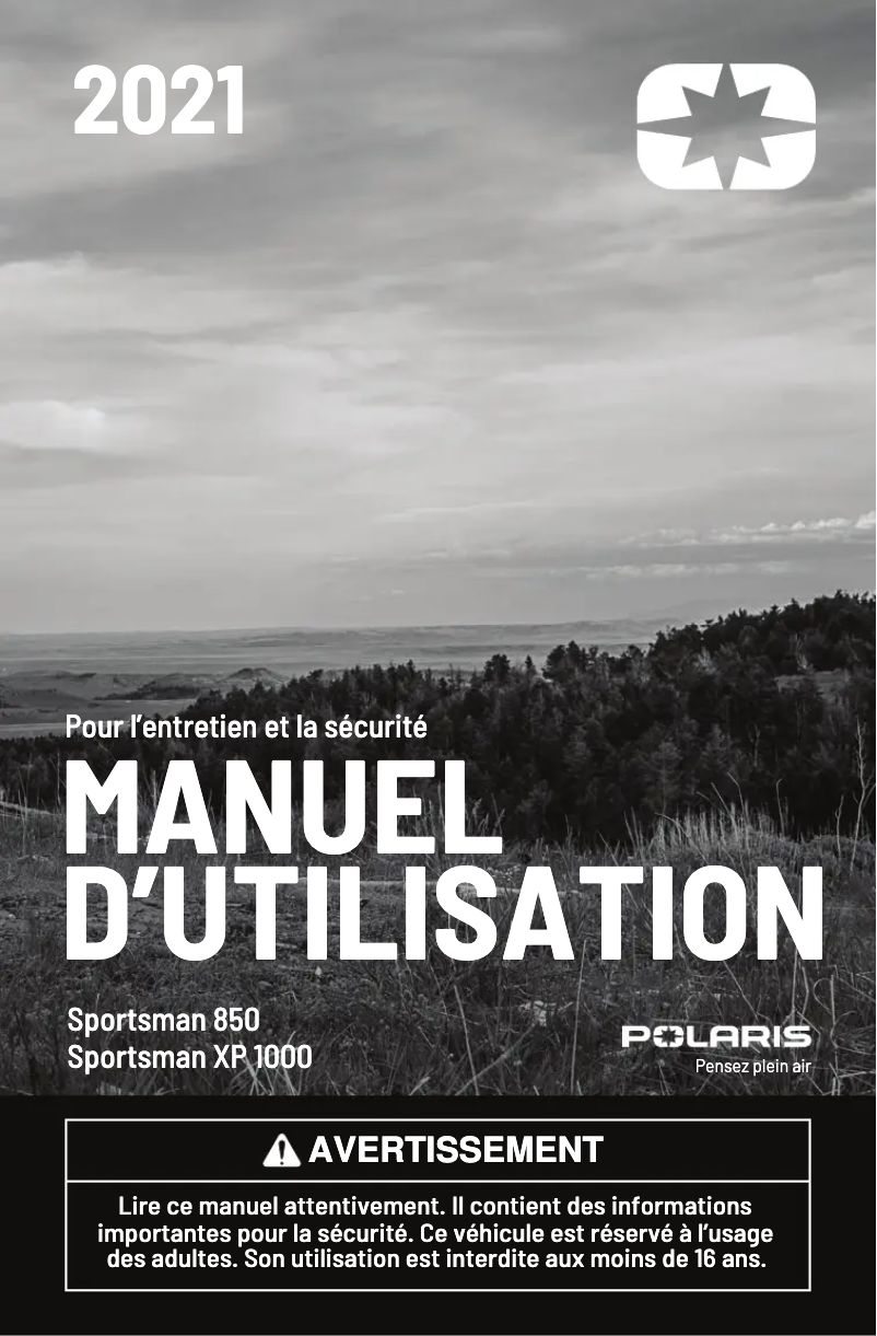 Page 1 de la notice Manuel utilisateur Polaris Sportsman 850 (2021)