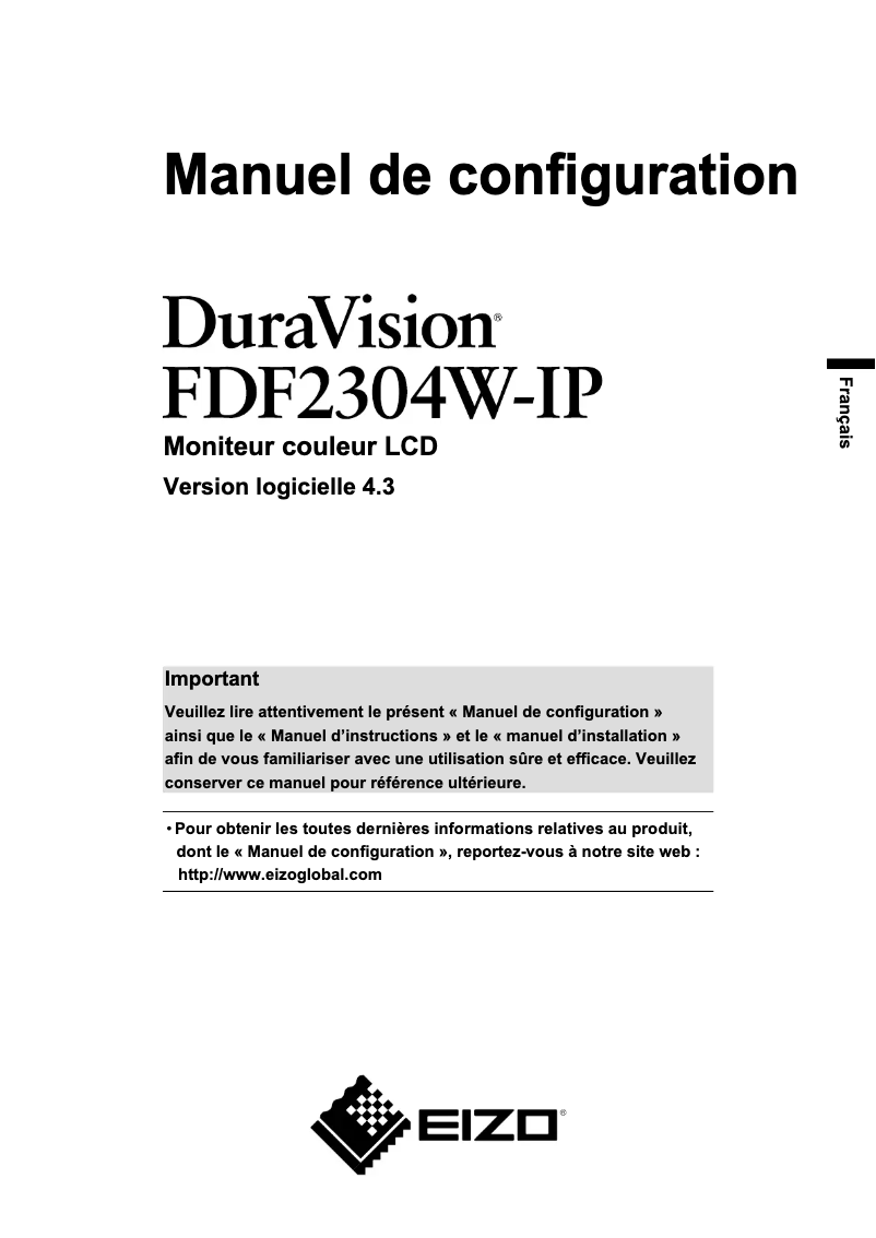 Page n°1 - Manuel utilisateur Eizo FDF2304W-IP