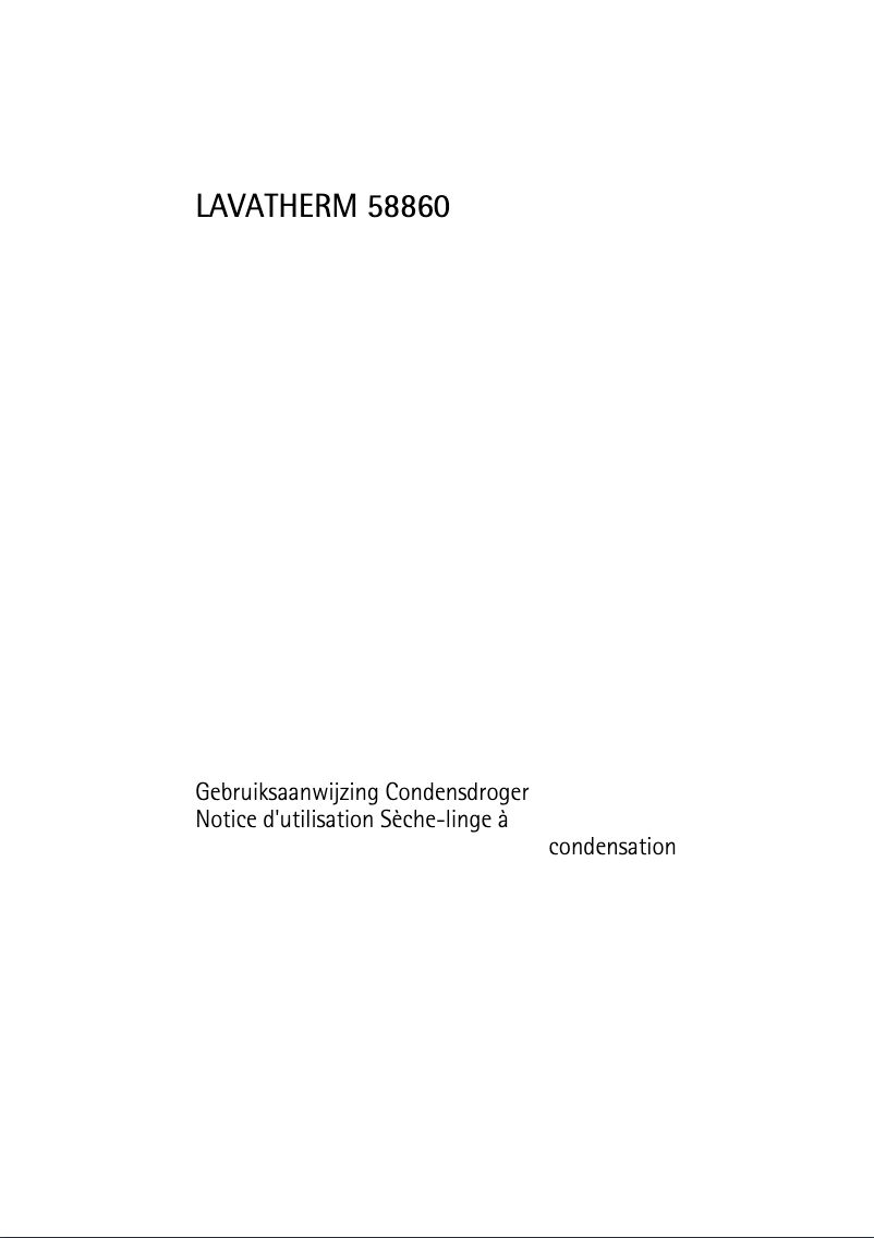 Page n°1 - Manuel utilisateur AEG-Electrolux Lavatherm T 58860