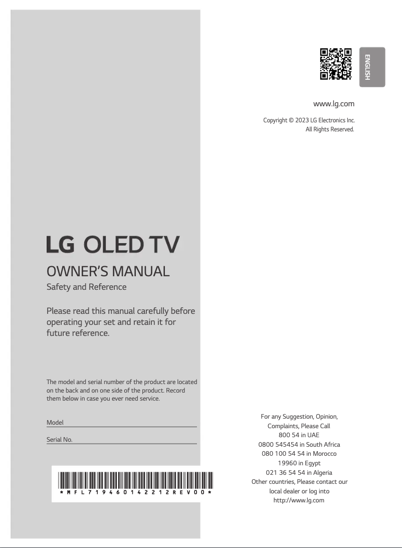 Image de la première page du manuel de l'appareil OLED48C36LA