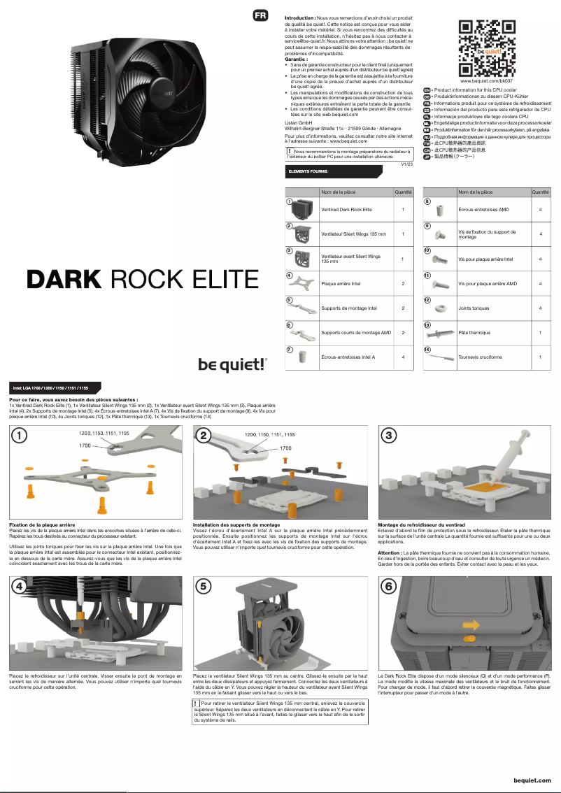 Image de la première page du manuel de l'appareil Dark Rock Elite