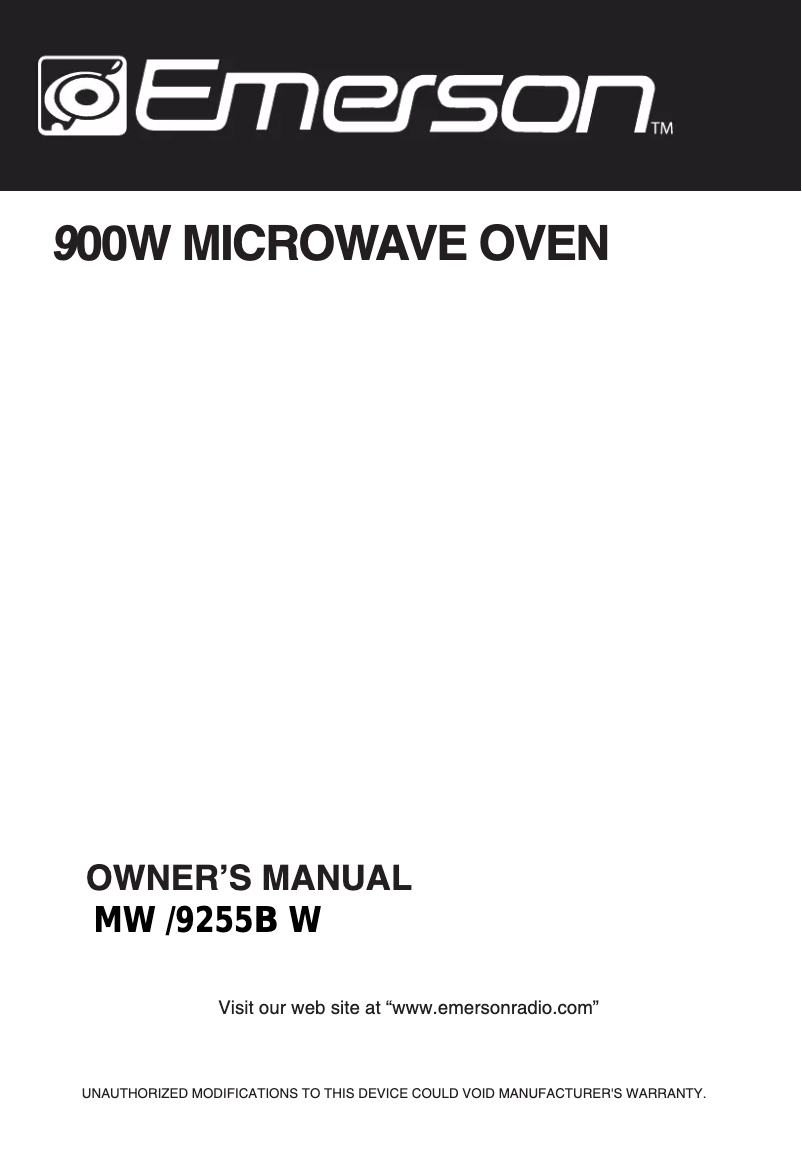 Page 1 de la notice Manuel utilisateur Emerson Radio MW9255B