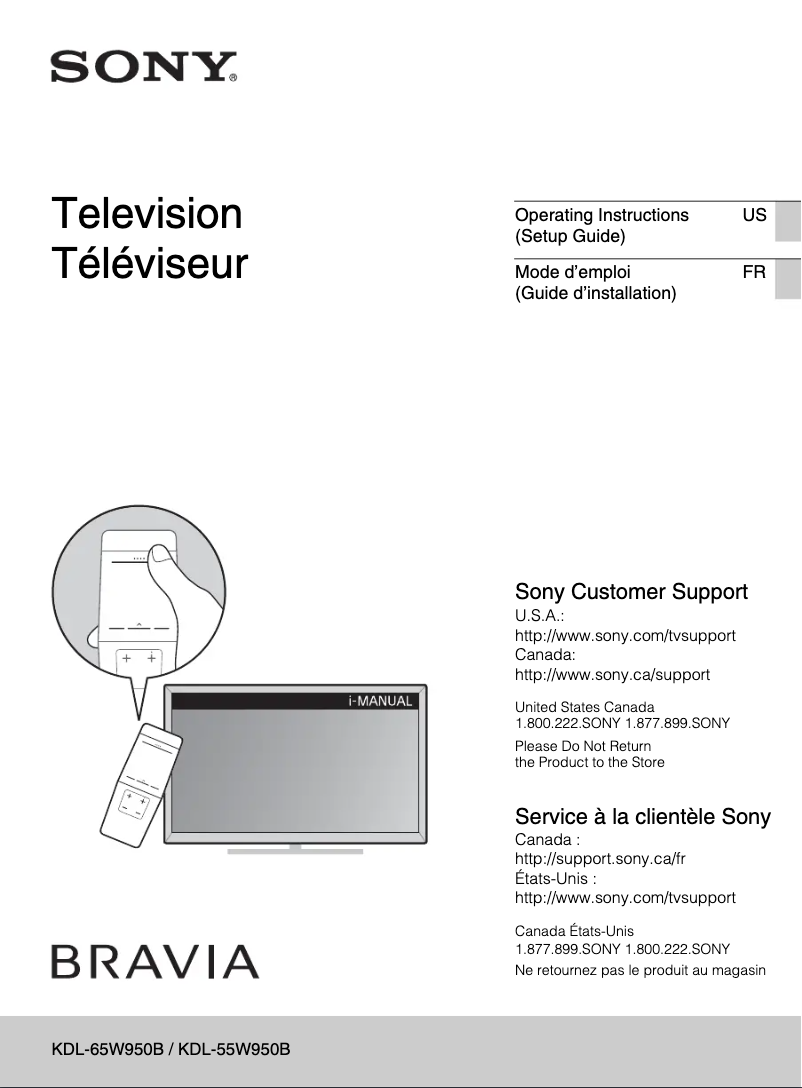 Page n°1 - Manuel utilisateur Sony Bravia KDL-55W950B