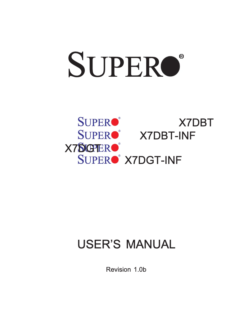 Page n°1 - Manuel utilisateur Supermicro X7DGT-INF