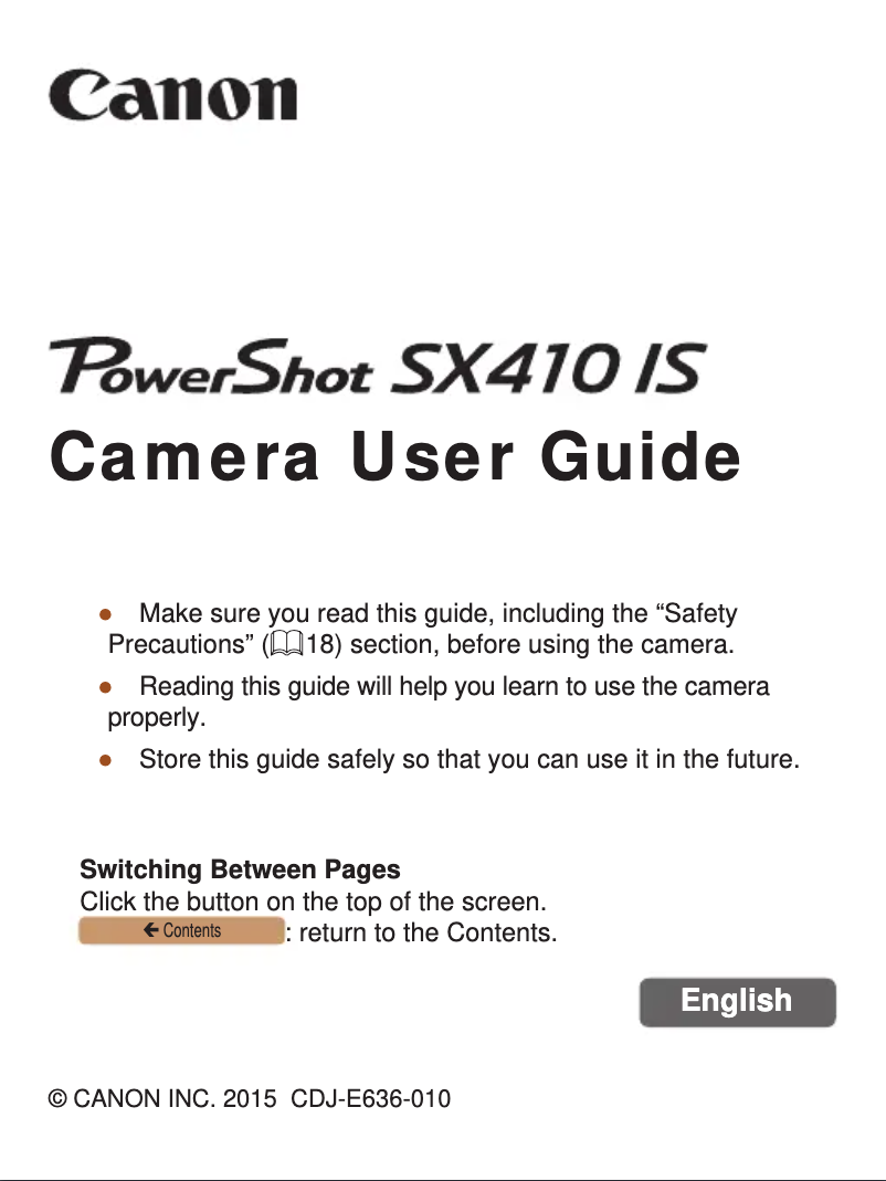 Página 1 del manual Manual de usuario Canon PowerShot SX410 IS