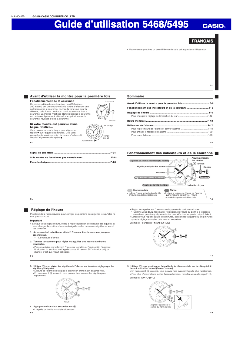 Page 1 de la notice Manuel utilisateur Casio 5495