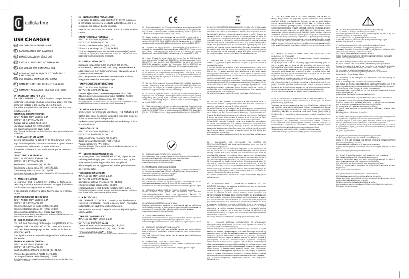 Page 1 de la notice Manuel utilisateur Cellular Line USB Charger Kit 2A