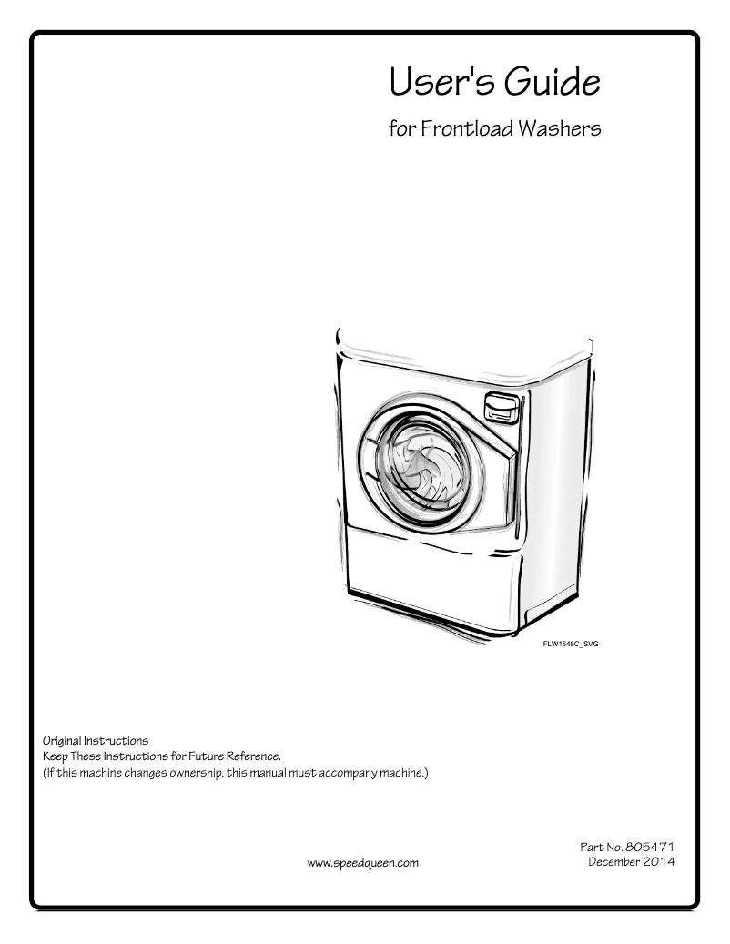 Page 1 de la notice Manuel utilisateur Speed Queen AFN50RSP113TW01