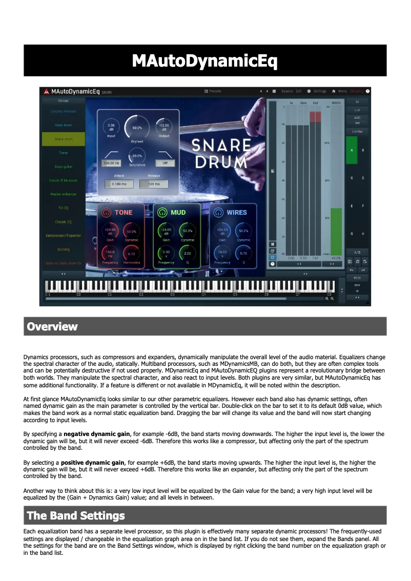 Página 1 del manual Manual de usuario MeldaProduction MAutoDynamicEq