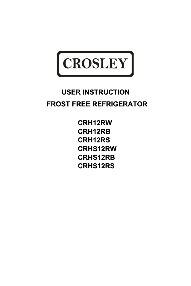 Page 1 de la notice Manuel utilisateur Crosley CRH12RW