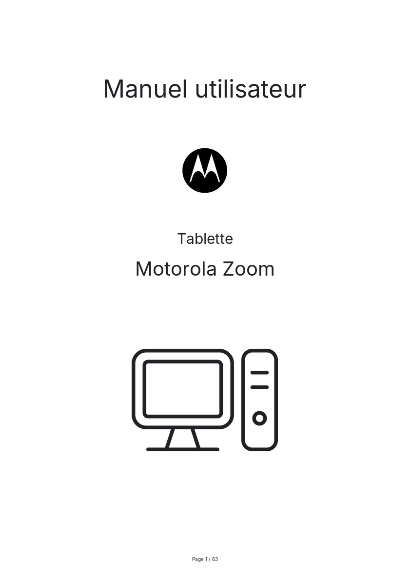Page n°1 - Manuel utilisateur Motorola Zoom