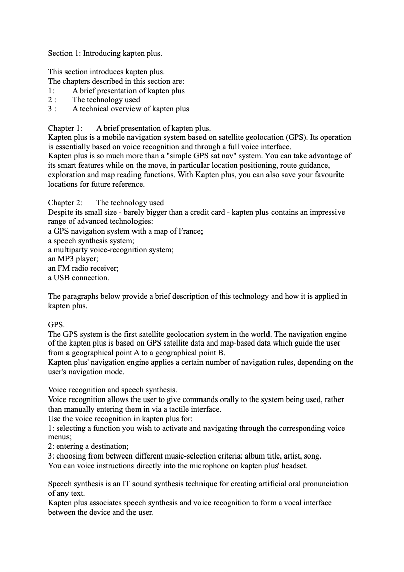 Page 1 de la notice Manuel utilisateur Kapsys Kapten Plus
