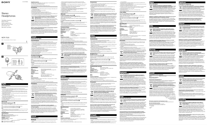 Página 1 del manual Manual de usuario Sony MDR-7520