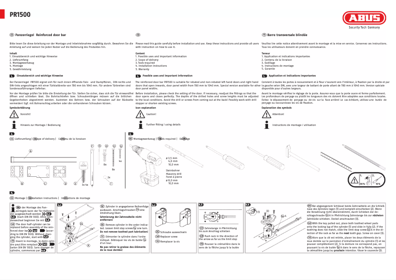 Image de la première page du manuel de l'appareil PR1500
