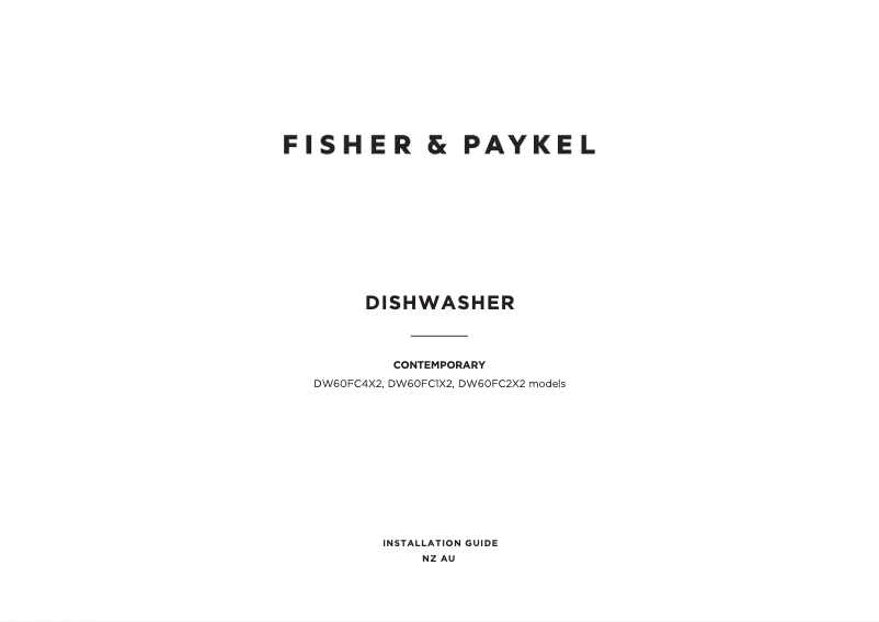 Page 1 de la notice Guide d'installation Fisher & Paykel DW60FC2X2