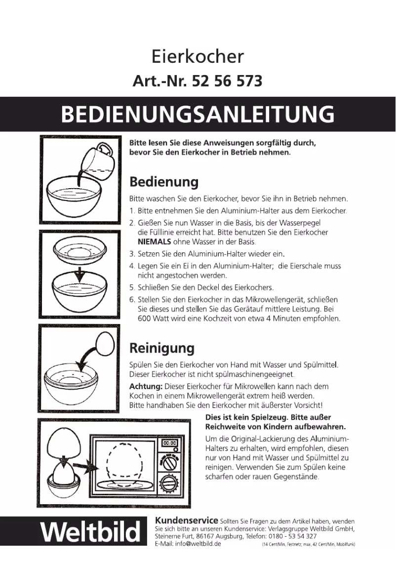 Page 1 de la notice Manuel utilisateur Weltbild 52 56 573