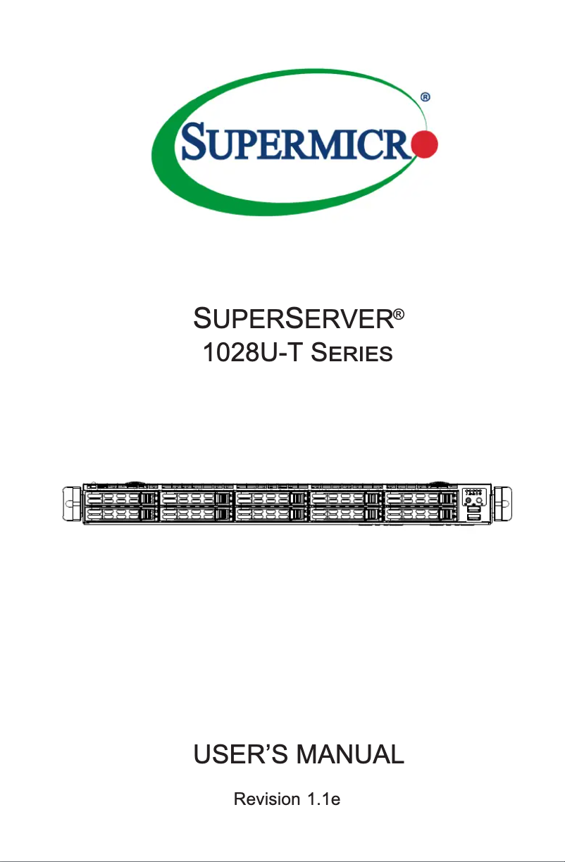 Page 1 de la notice Manuel utilisateur Supermicro SuperServer 1028U-TNR4T+