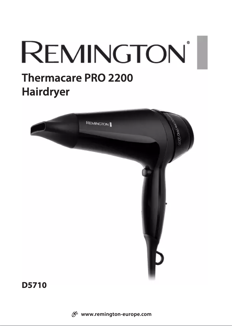 Page n°1 - Manuel utilisateur Remington Thermacare Pro 2200 D5710
