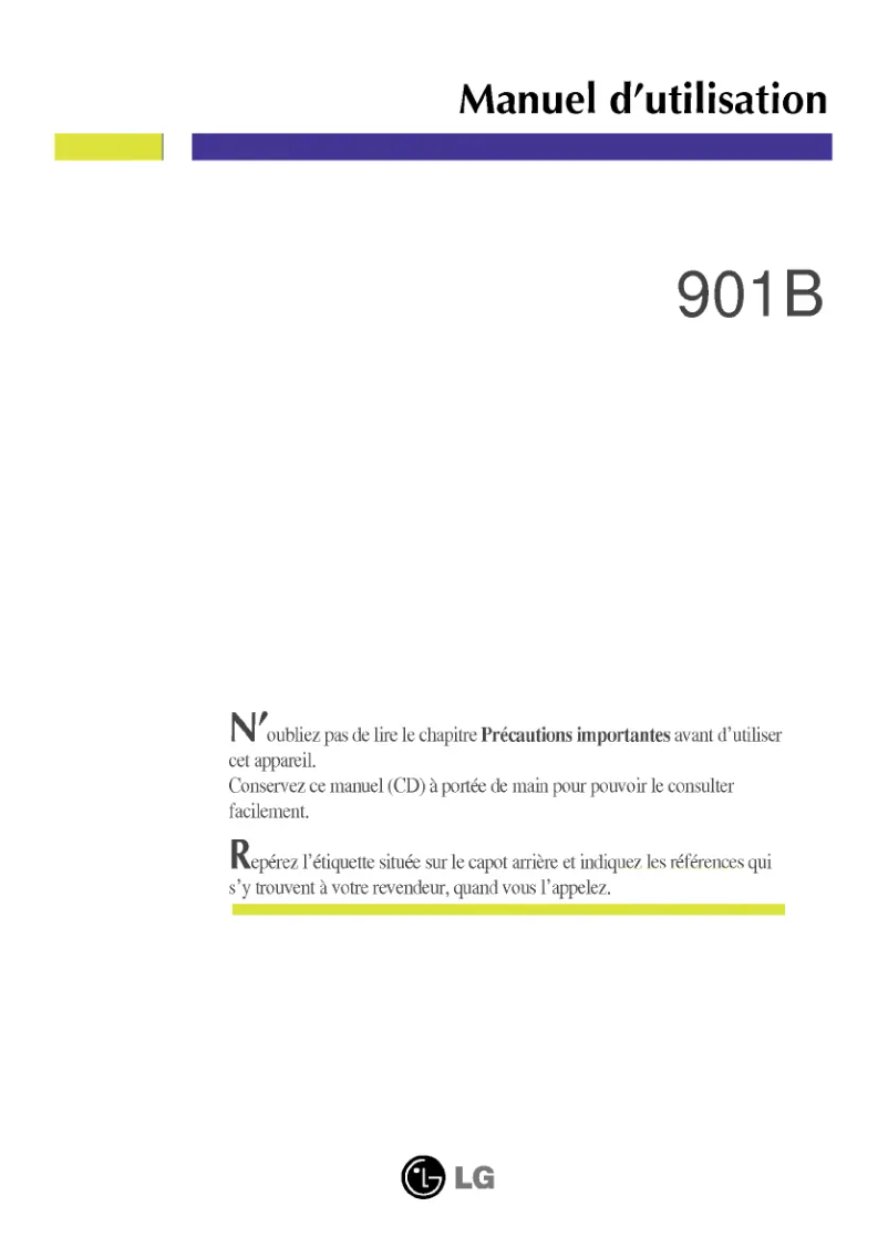 Page 1 de la notice Manuel utilisateur LG 901B