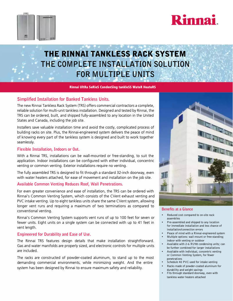 Image de la première page du manuel de l'appareil Tankless Rack System TRS06IN