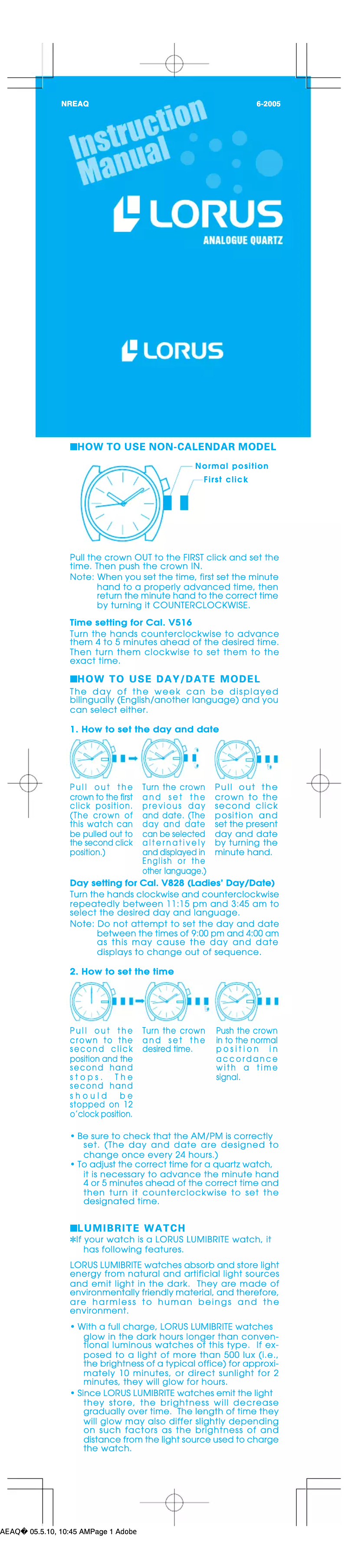 Image de la première page du manuel de l'appareil NREAQ