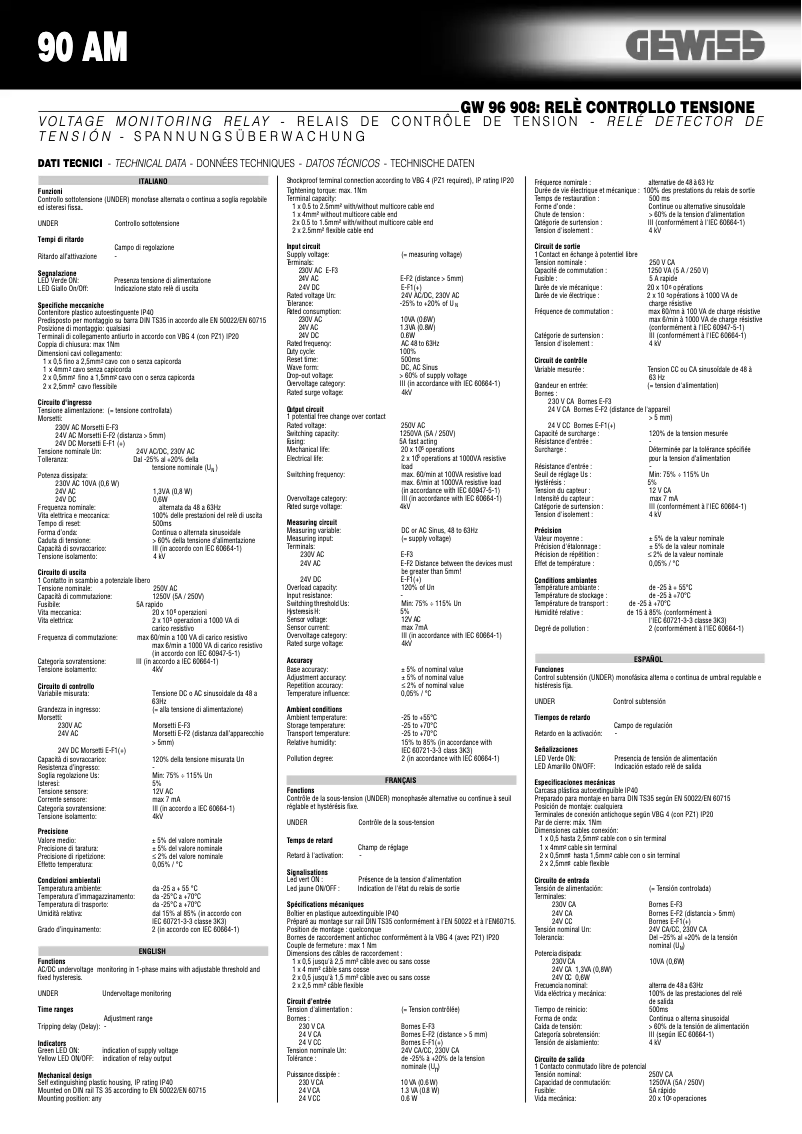 Page 1 de la notice Manuel utilisateur Gewiss GW96908