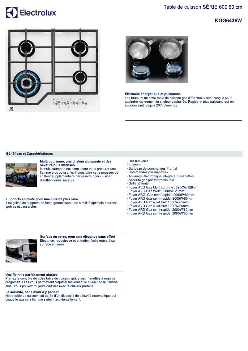 Page n°1 - Fiche technique Electrolux KGG6436W