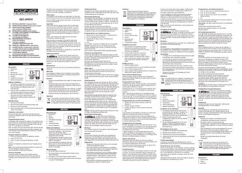 Page 1 de la notice Manuel utilisateur Konig SEC-APD10