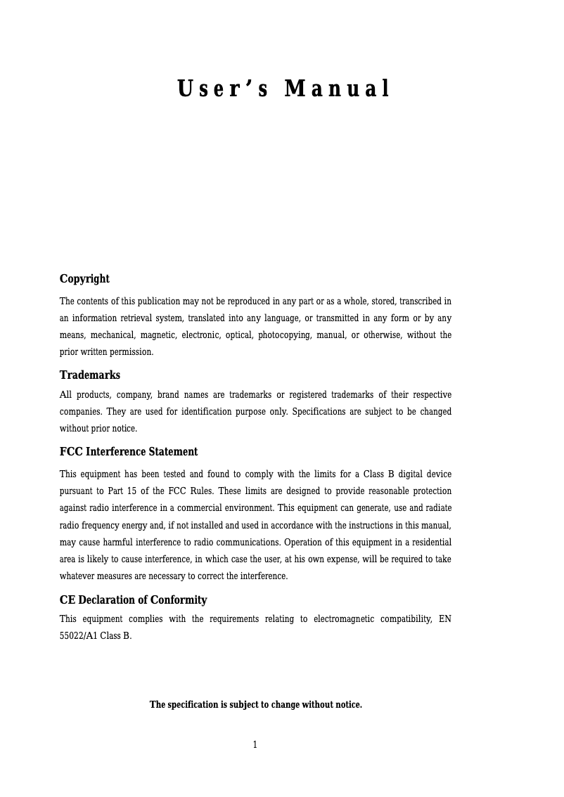 Page n°1 - Manuel utilisateur Zonet ZSR1104WE