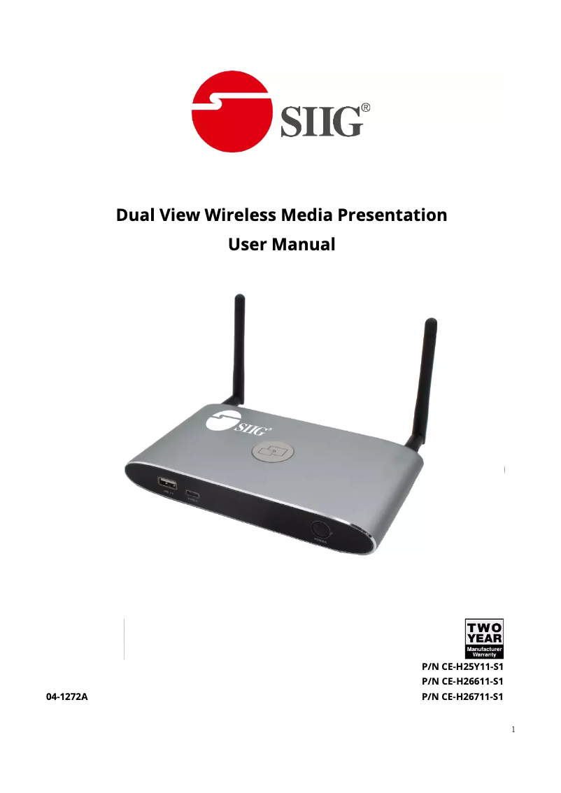 Page 1 de la notice Manuel utilisateur Siig CE-H26611-S1