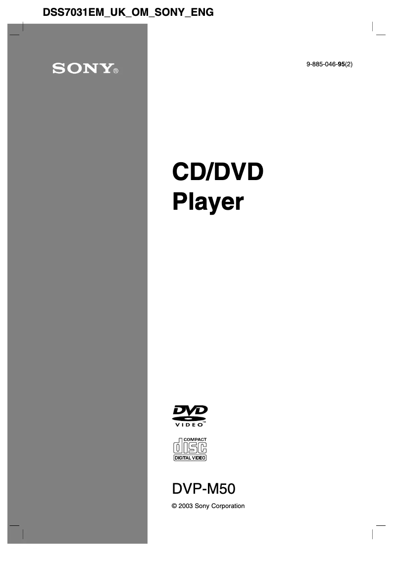 Page n°1 - Manuel utilisateur Sony DVP-M50