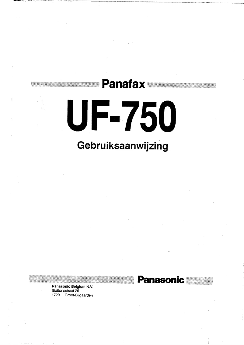 Page n°1 - Manuel utilisateur Panasonic Panafax UF-750