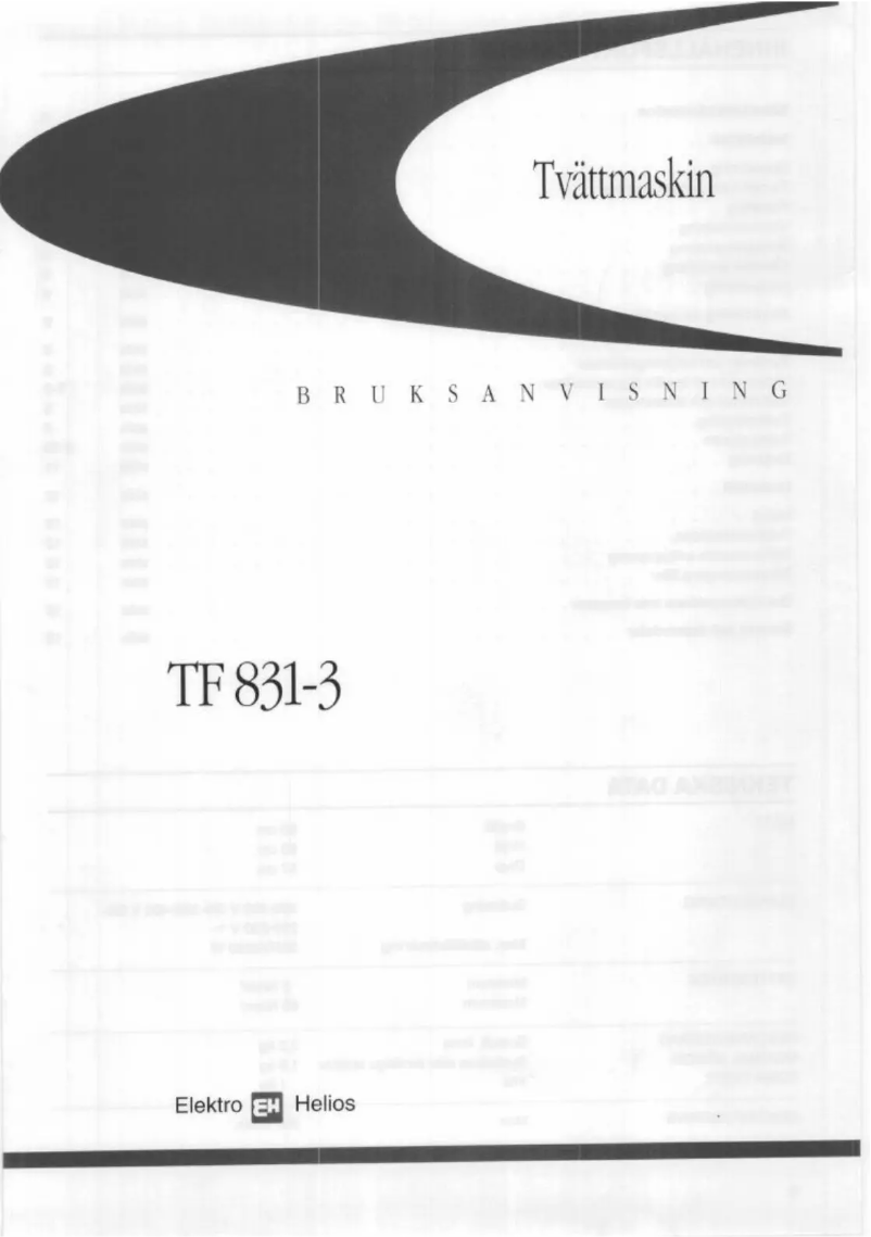 Page n°1 - Manuel utilisateur Elektro Helios TF831-3