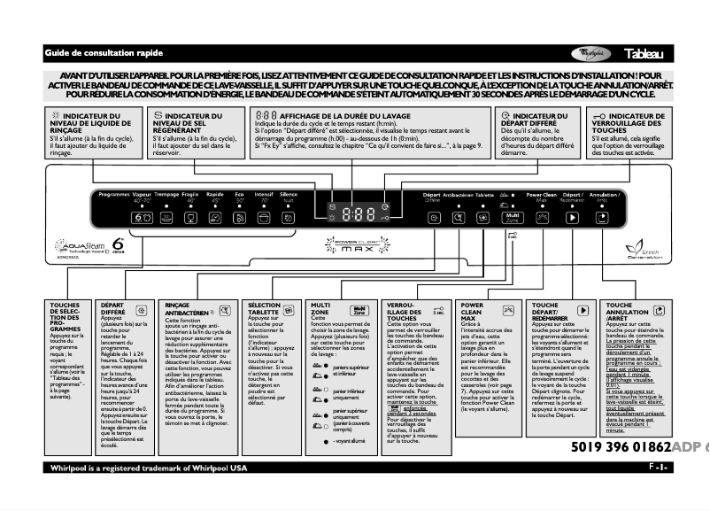Page 1 de la notice Manuel utilisateur Whirlpool ADP 6253 GG/2