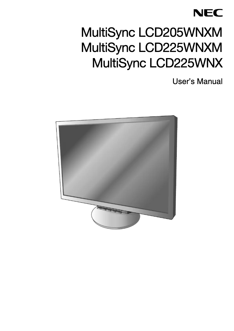 Image de la première page du manuel de l'appareil MultiSync LCD225WNXM