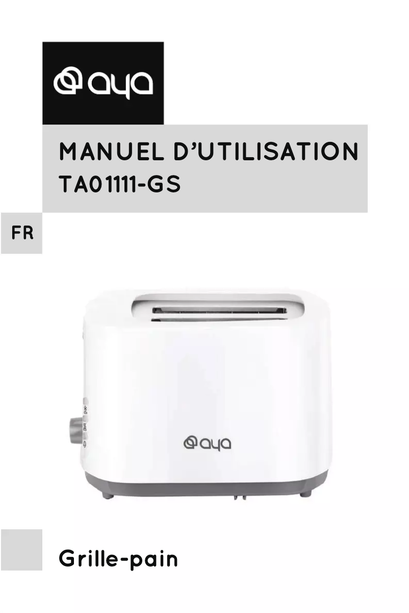 Page n°1 - Manuel utilisateur AYA TA01111-GS