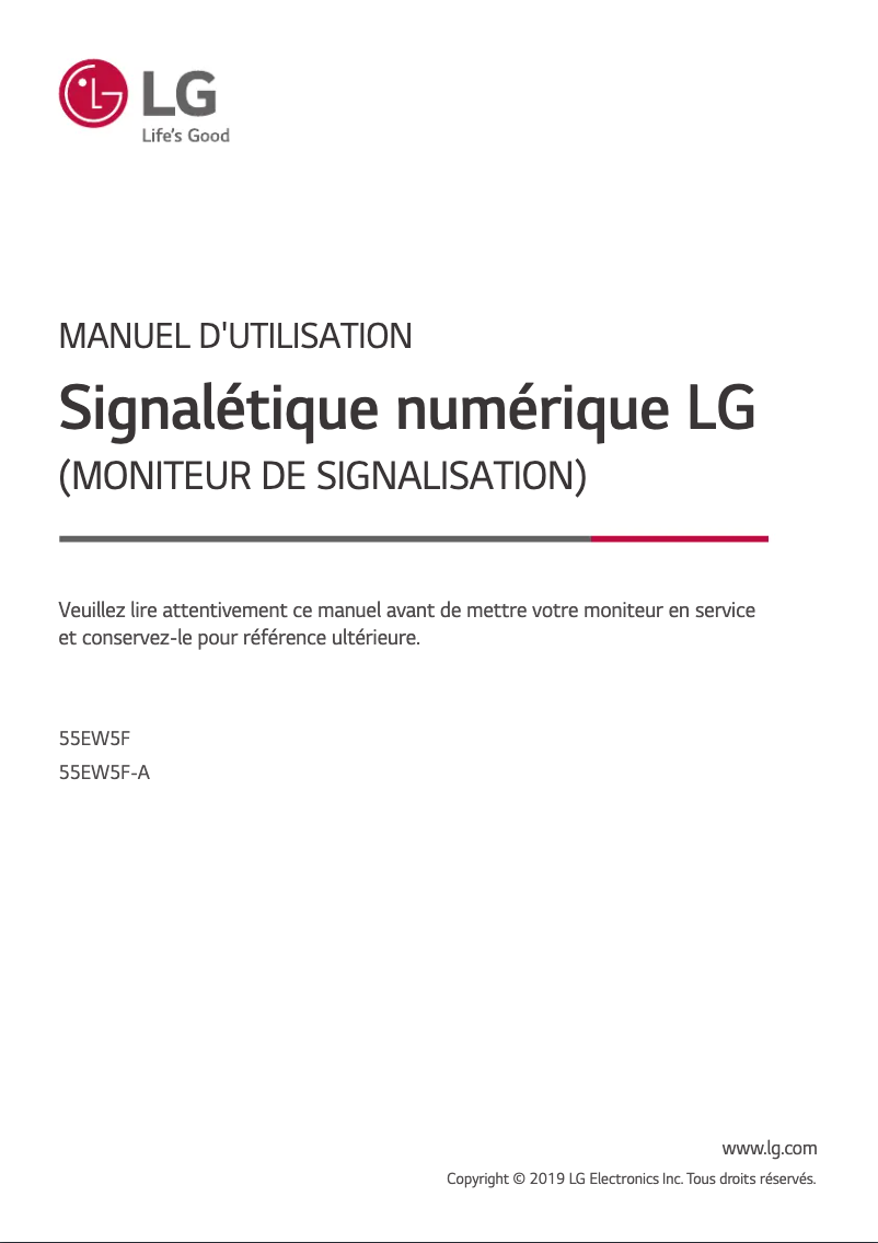 Page n°1 - Manuel utilisateur LG 55EW5F