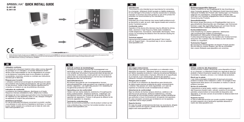 Page n°1 - Manuel utilisateur Speedlink SL-6411 Bedrock