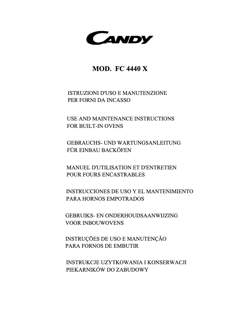 Page 1 de la notice Manuel utilisateur Candy FC 4440 x