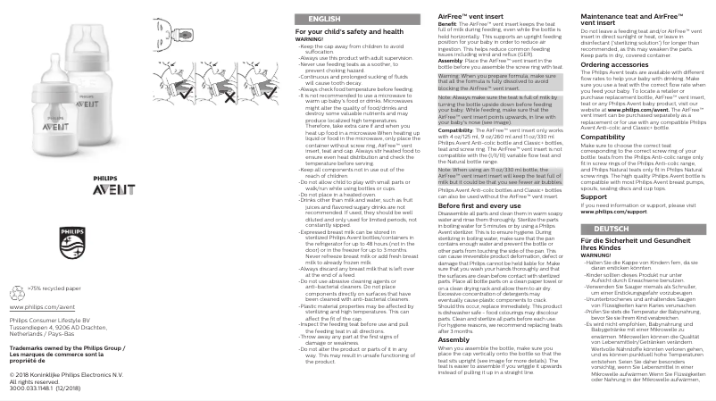 Page 1 de la notice Manuel utilisateur Philips Avent SCF411