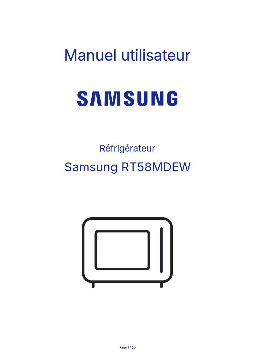 Image de la première page du manuel de l'appareil RT58MDEW