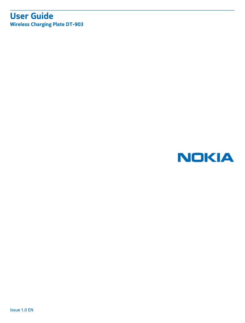 Page 1 of the manual User Manual Nokia DT-903