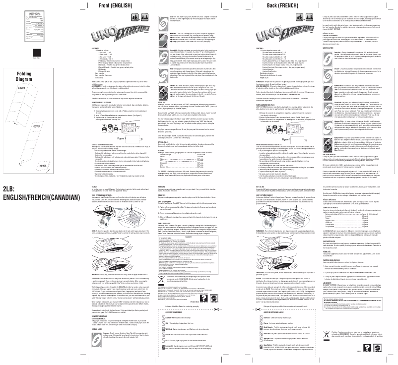 Page 1 de la notice Manuel utilisateur Mattel UNO Extreme