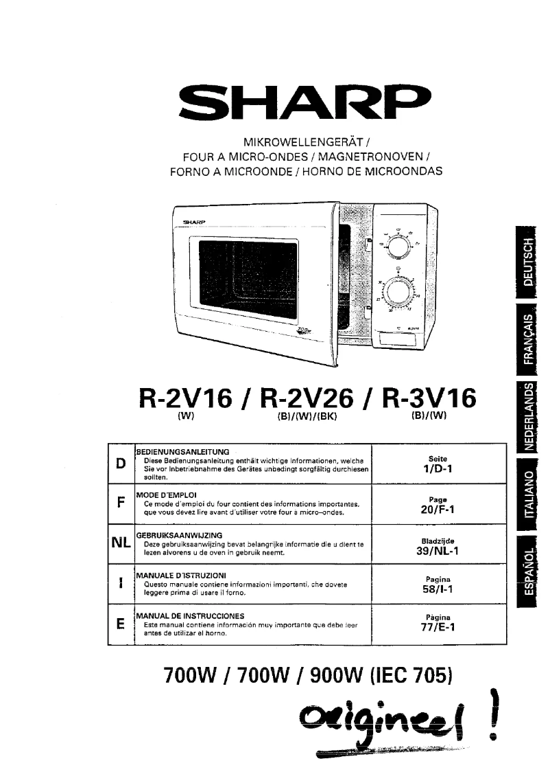 Page n°1 - Manuel utilisateur Sharp R-2V16
