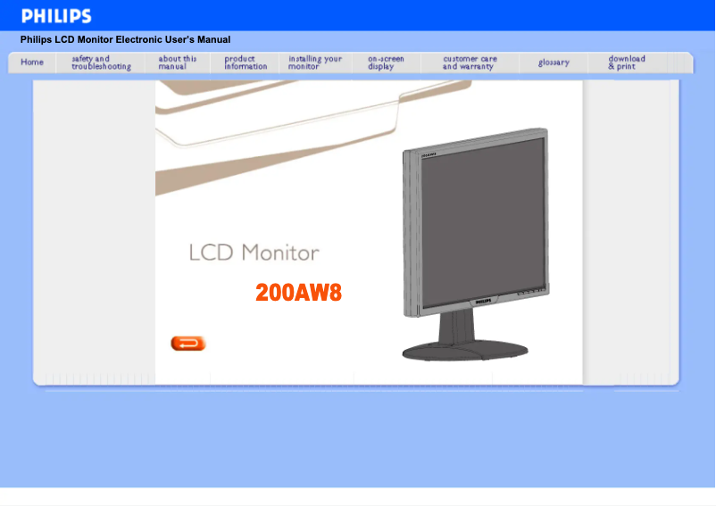 Imagen de la primera página del manual del dispositivo 200AW8FS