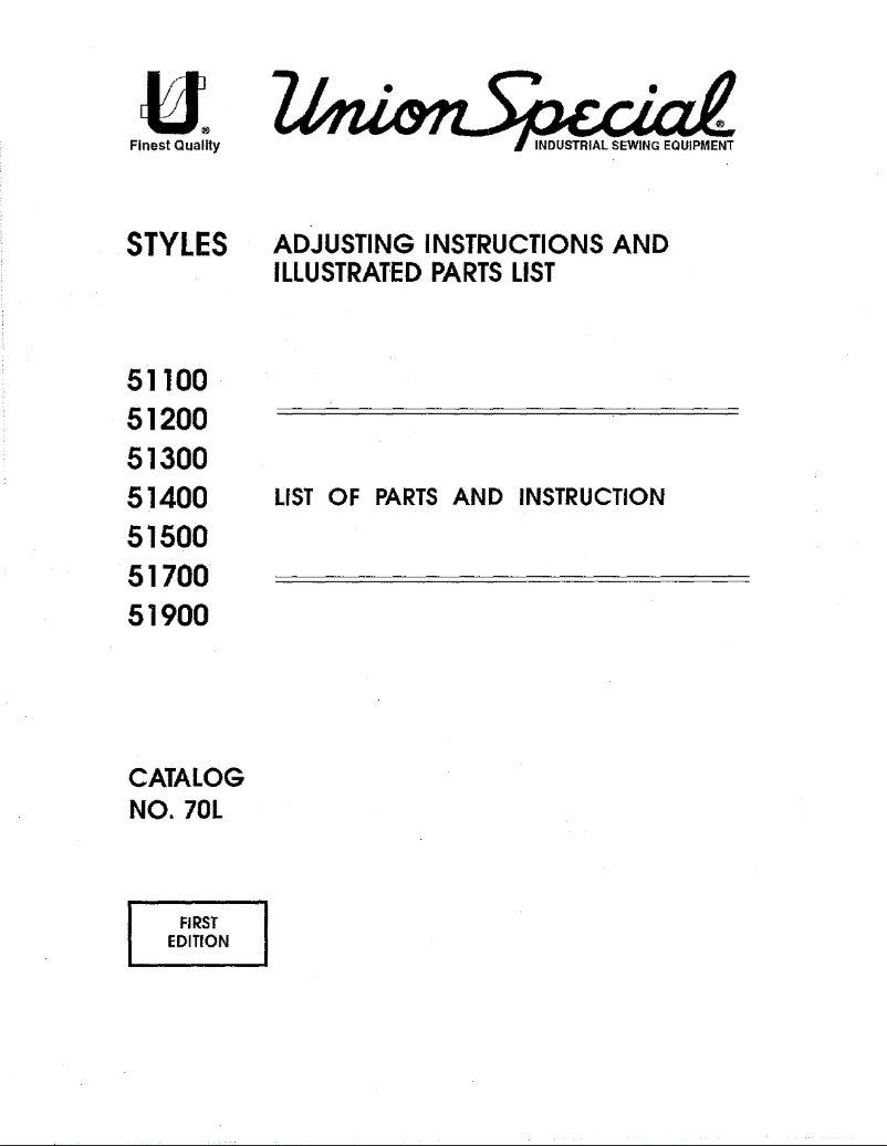 Page n°1 - Manuel utilisateur Union Special 51100C