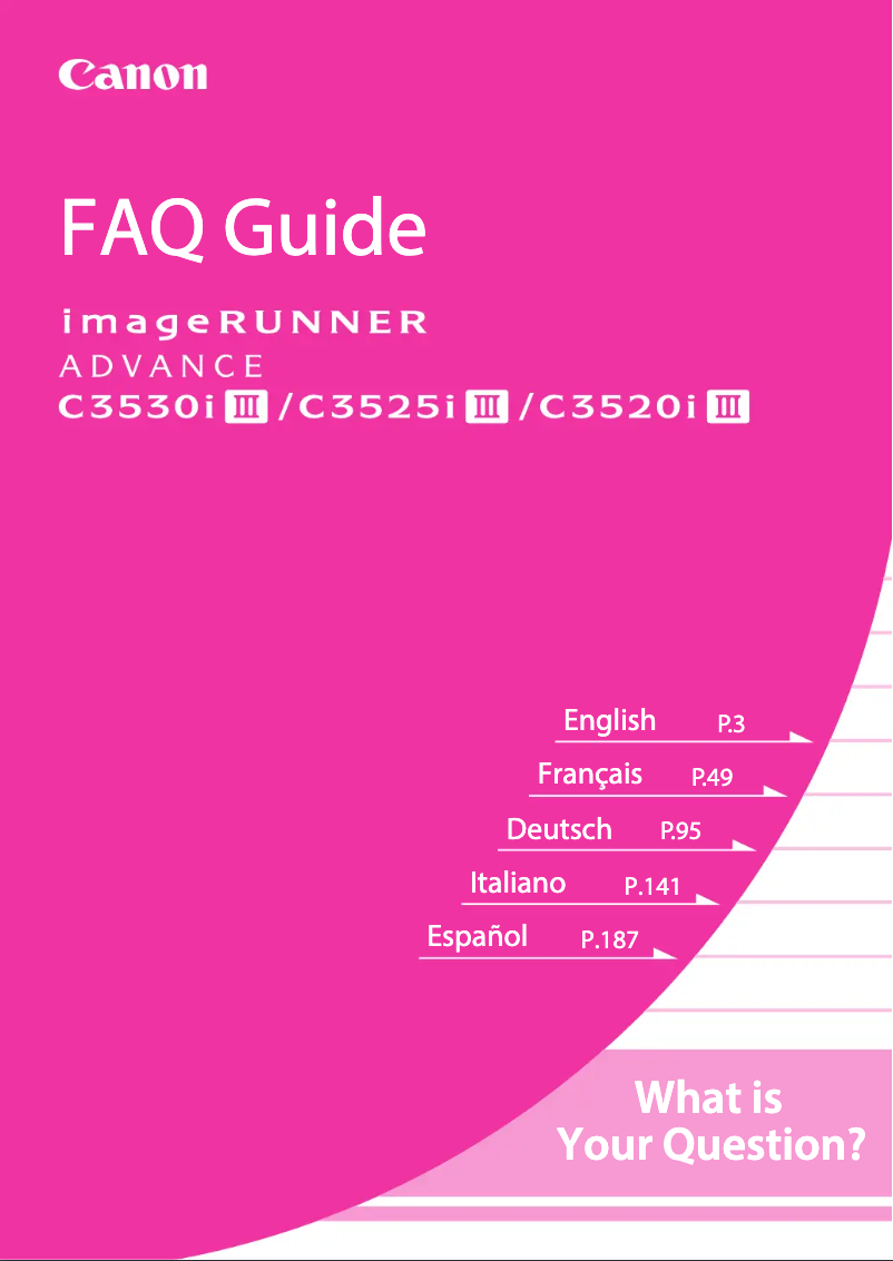 Page 1 de la notice FAQ Canon imageRUNNER ADVANCE C3525i III