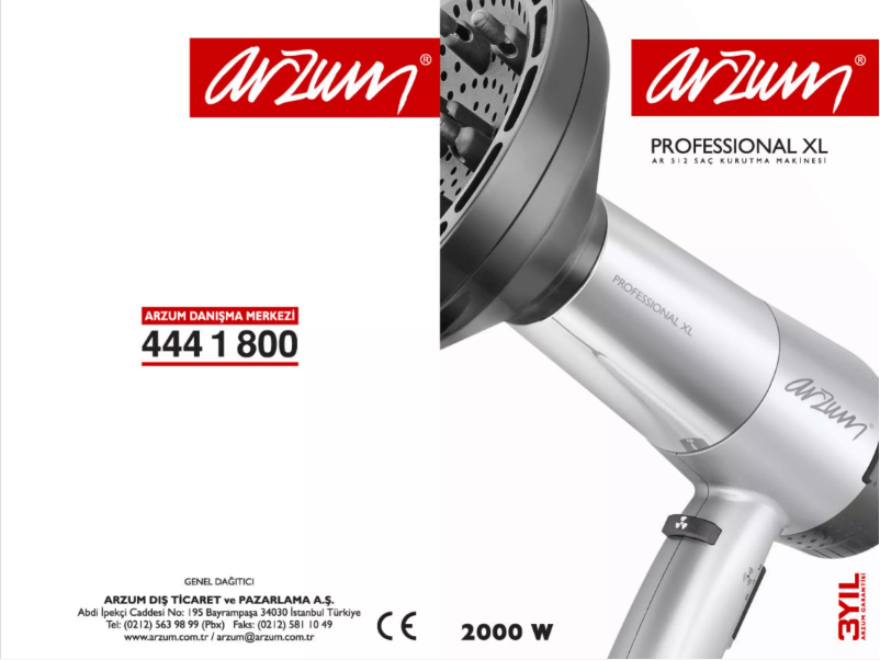 Page n°1 - Manuel utilisateur Arzum Professional XL AR512
