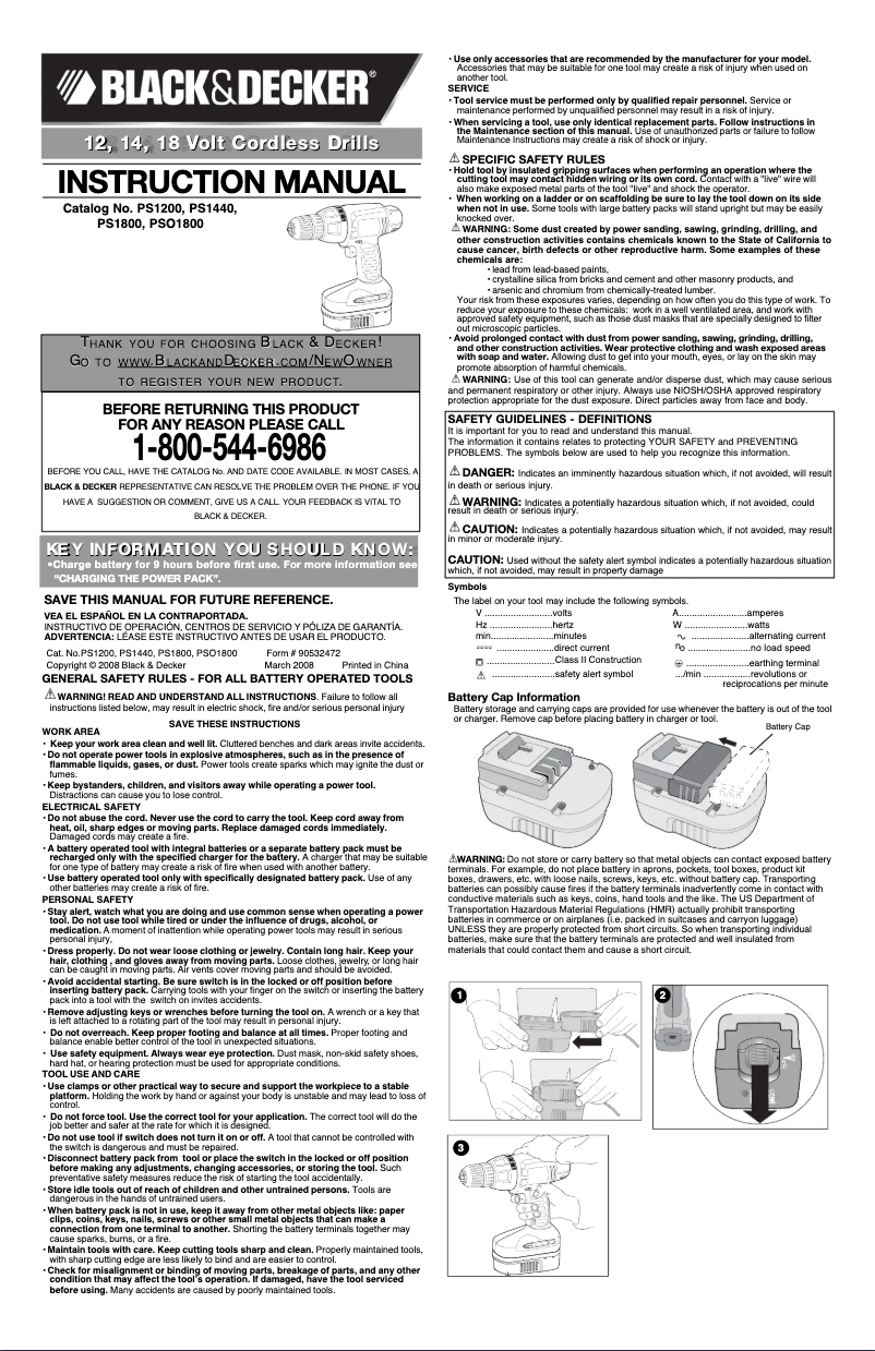 Page n°1 - Manuel utilisateur Black & Decker PS1200